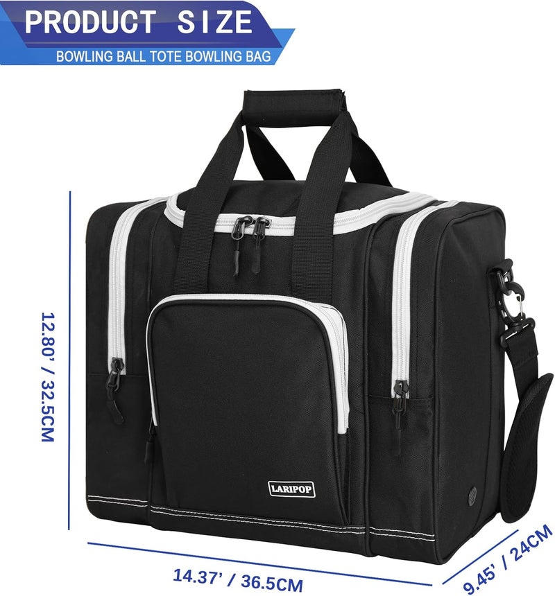 LARIPOP Bowling Ball Bag for Single Ball, 2022 Bowling Ball Tote Bowling bag with Padded Holder - Fits Shoes up to Mens Size 14 and Bowling Accessories - Image 2